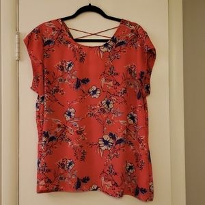 Coral floral top